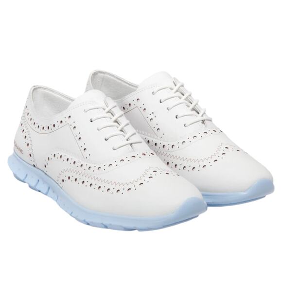 Cole Haan Zerogrand Wingtip Leather Oxford Shoes Lace Up Blue Size 8B - Picture 2 of 13